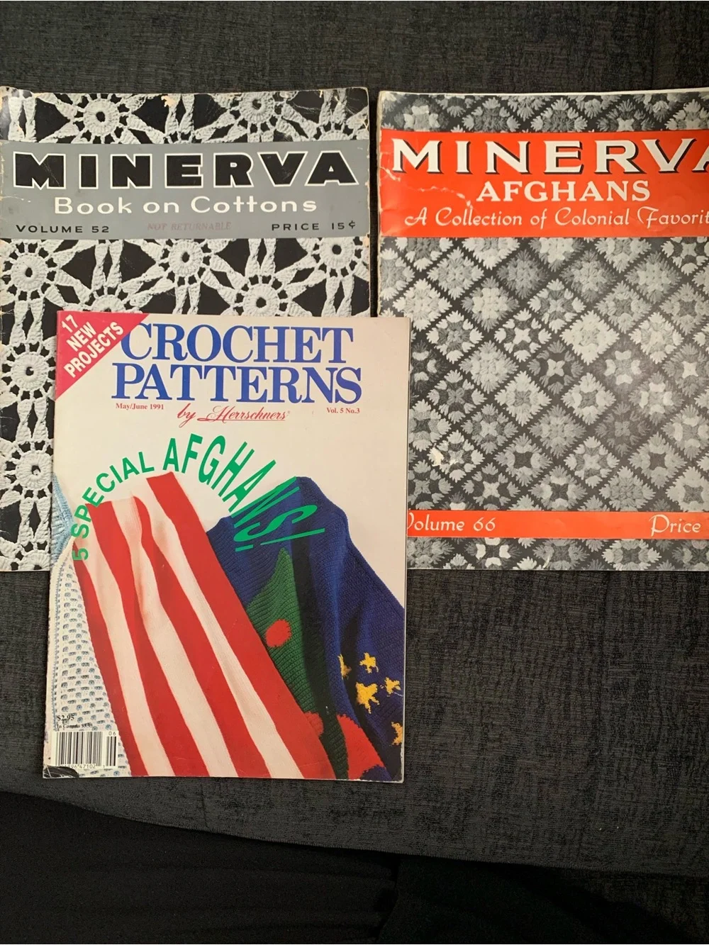 Lot of 3 vtg Crochet Pattern booklets Special Afghans & Minerva Book Lot (2)